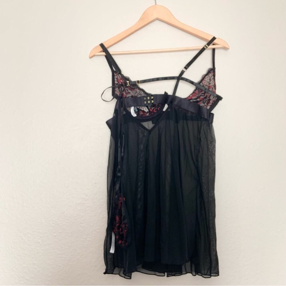 Bundle of Two Yandy Lingerie Sets - Red Lace Babydoll & Black Satin Chemise L/XL - Picture 9 of 16